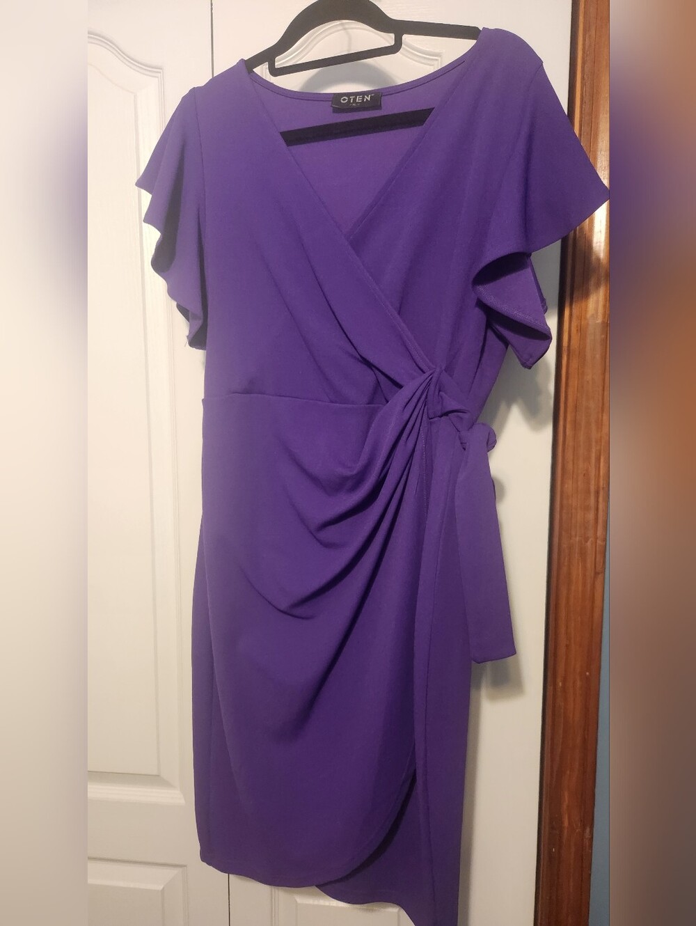 Oten Purple Midi Wrap Dress with Side Knot
